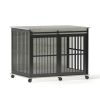 Furniture Dog Crate – Sliding Iron Door with Mat (Rustic Brown, 43.7''W)