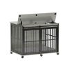 Furniture Dog Crate – Sliding Iron Door with Mat (Rustic Brown, 43.7''W)