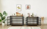 Furniture Style Dog Crate – Wrought Iron Frame with Side Openings (Grey, 43.3''W)