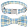 Plaid Dog Collar with Bow - Adjustable & Comfy Bowtie Collars for All Dogs