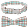 Plaid Dog Collar with Bow - Adjustable & Comfy Bowtie Collars for All Dogs