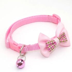 Bowknot Cat Collar with Bell & Buckle – Decorative Pet Accessory (Color: Pink)