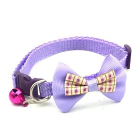 Bowknot Cat Collar with Bell & Buckle – Decorative Pet Accessory (Color: Purple)