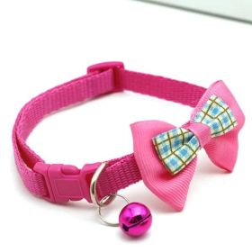 Bowknot Cat Collar with Bell & Buckle – Decorative Pet Accessory (Color: Rose Red)